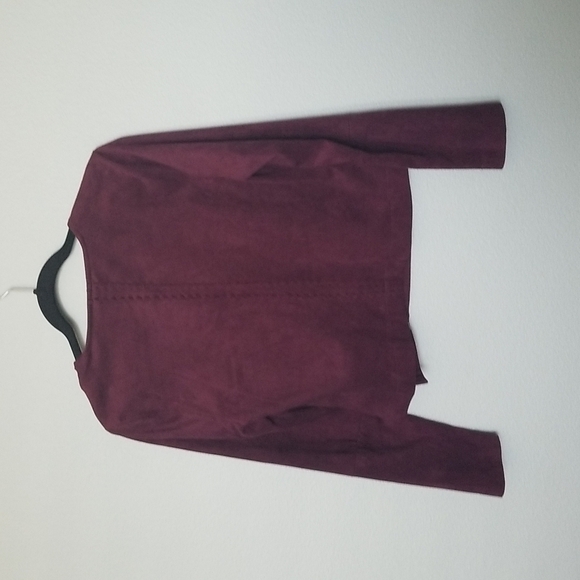BB Dakota Plum Edgy Faux Suede Moto Crop Jacket Medium mauve wine - Picture 6 of 11